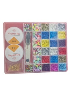 Generic Beads for making jewelry for girls and children, various colors of beads, 8 mm, Heishi, with a set of charms and elastic threads for making jewelry, bracelets and chains  - Image 1