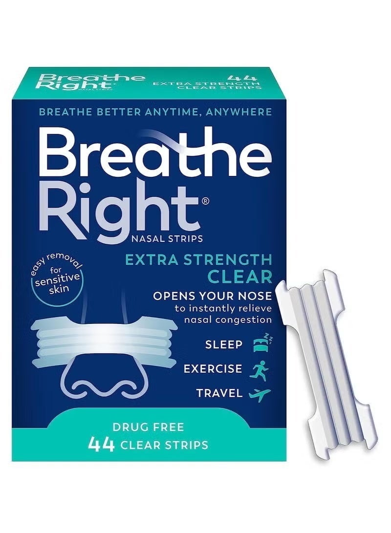 Breathe Right 44 Count Anti-snoring Breathing Nasal Strip Kit - Boost Oxygen , Reduce Snoring, Nasal Congestion Relief, Improve Sleep Quality, Sweat Resistant, Skin Safe Nasal Strips - Image 1