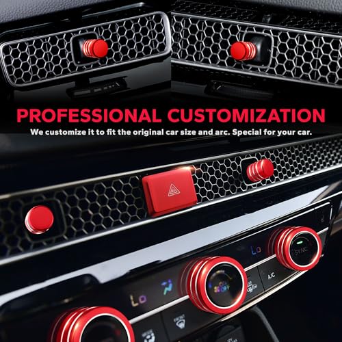 Polodunn for Honda Civic 2022-2026 Accessories, CRV 2023-2026 & Acura Ingetra 2023-2025 (Fit 9" Screen/ 1 Audio Knob), 11pcs Knob Cover Kit - Hazard Light, Push Start, Audio, AC & Air Vent (Red) - Image 3