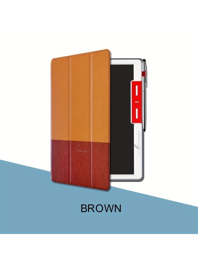 10 Inch Electronic Handwriting Board One Click Erase Foldable Case Portable Lightweight Study Tool PG105T W01 Brown - Image 1