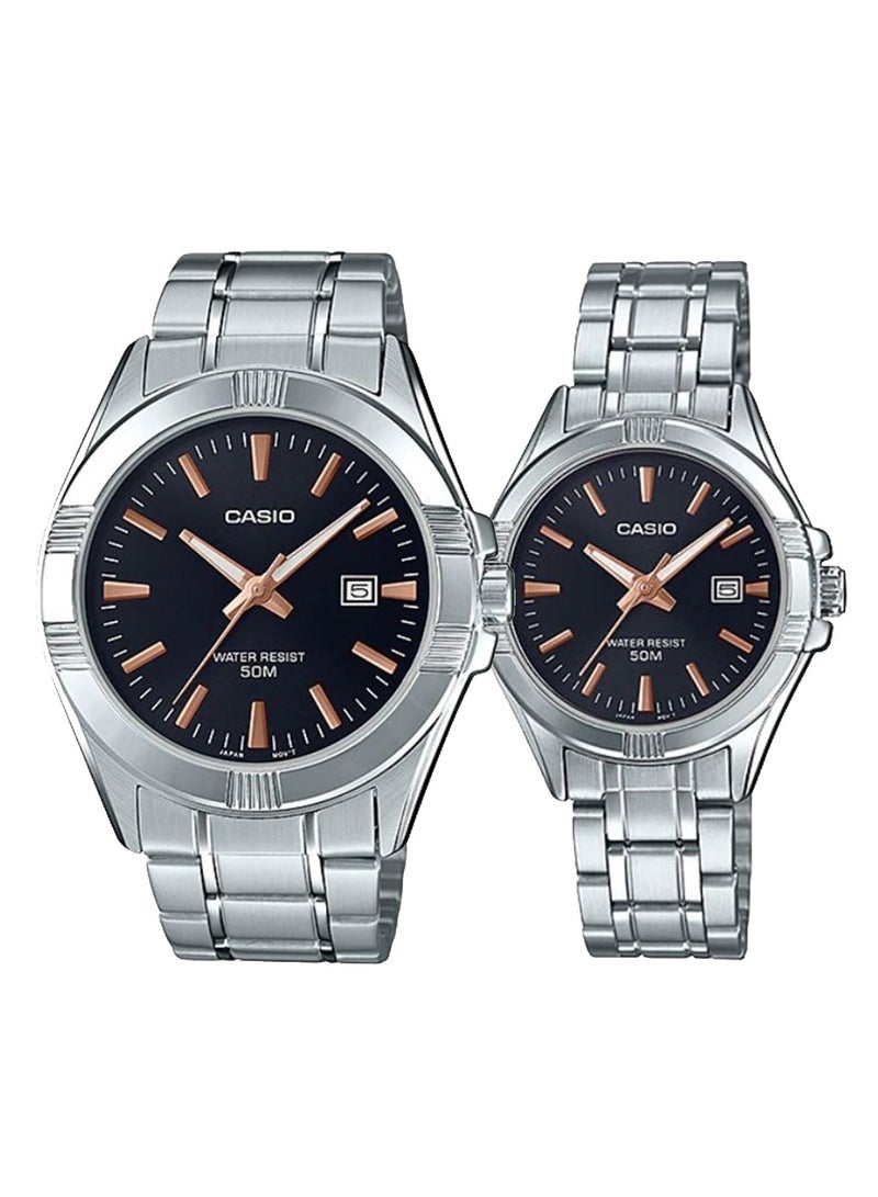 CASIO Analog Stainless Steel Quartz Wrist Couple Watch Set MTP/LTP-1308D-1A2 - Image 1