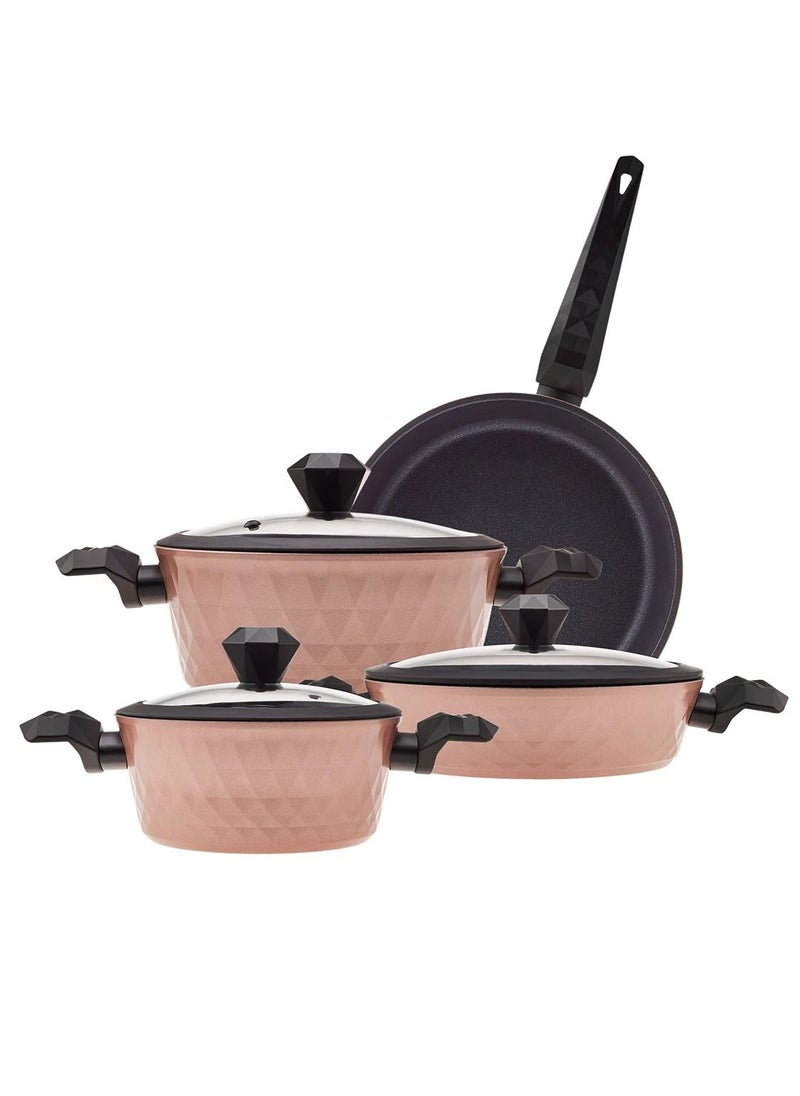 Cookware Set with Antibacterial Handles Bio Diamond 4 Piece Rose Gold
