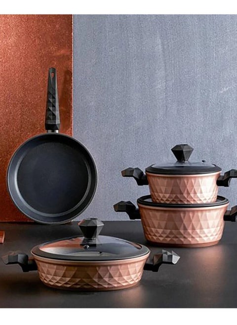 Cookware Set with Antibacterial Handles Bio Diamond 4 Piece Rose Gold