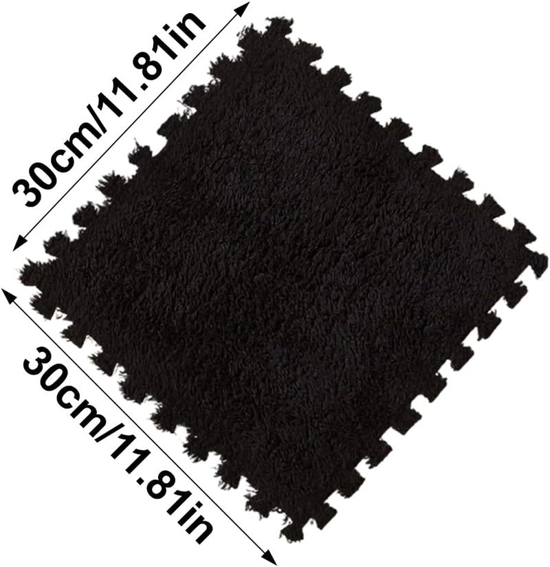 اي سي اي سي ECYC 20 قطع بلاط سجاد متشابك ناعم مقاس 11.81x11.81x0.39 بوصة، بلاط سجاد إسفنجي مربع ناعم ورقيق، حصيرة أرضية إسفنجية على شكل ألغاز لديكور المنزل وغرفة النوم والصالون، أسود - Image 2
