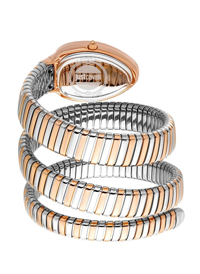 Just Cavalli ساعة نسائية فيزوزو بتصميم مزدوج اللون من الكوارتز التناظري مصنوعة من الفولاذ المقاوم للصدأ JC1L230M0075 - Image 2