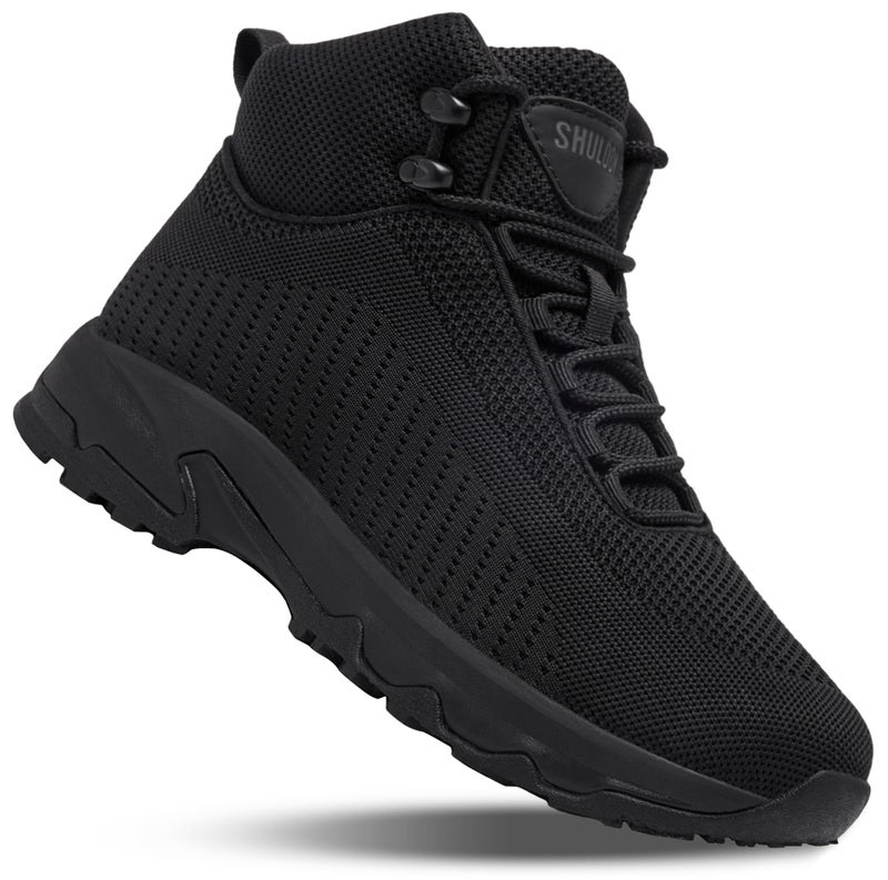 SHULOOK Non Slip Work Boots for Men Slip Resistant Lightweight Kitchen Chef Shoes for Restaurant Food Service Comfy Working Shoe Ankle Support Mesh Walking Footwear Black 7 - Image 1