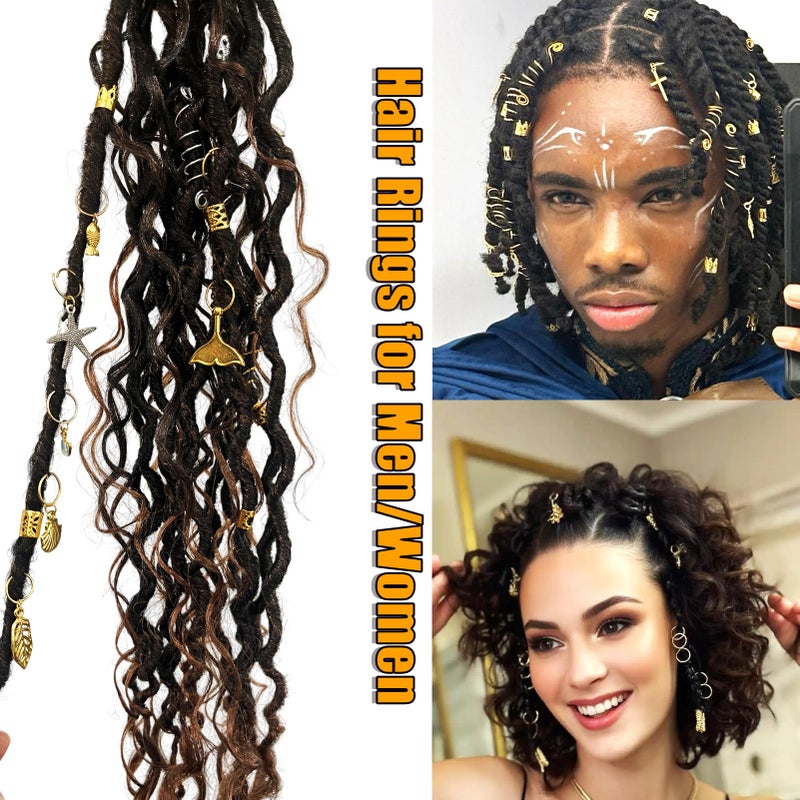 Coriario 292 Pcs Gold Silver Hair Jewelry for Braids Hair Charms Accessories Loc Jewelry Rings Cuffs Pendants Decorations for Women Men Braids Locs Dread - Image 5
