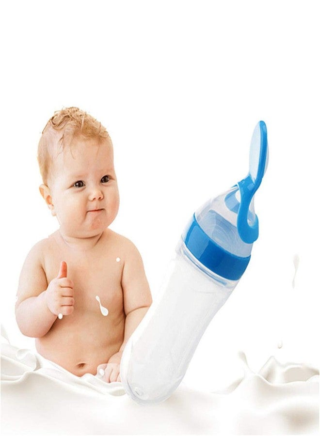 BOTIST Baby Squeezy Food Grade Silicone Feeder Bottle with Spoon Feeder for Baby | Feeder, Rice Paste Milk Food Feeder 90ml (Multicolor, Pack of 1) - Image 4