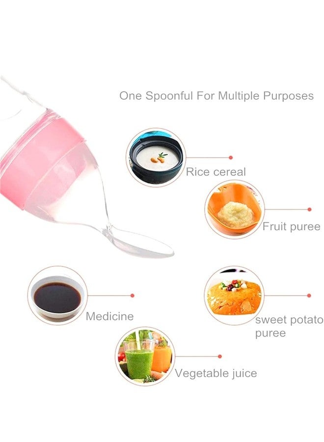 BOTIST Baby Squeezy Food Grade Silicone Feeder Bottle with Spoon Feeder for Baby | Feeder, Rice Paste Milk Food Feeder 90ml (Multicolor, Pack of 1) - Image 2