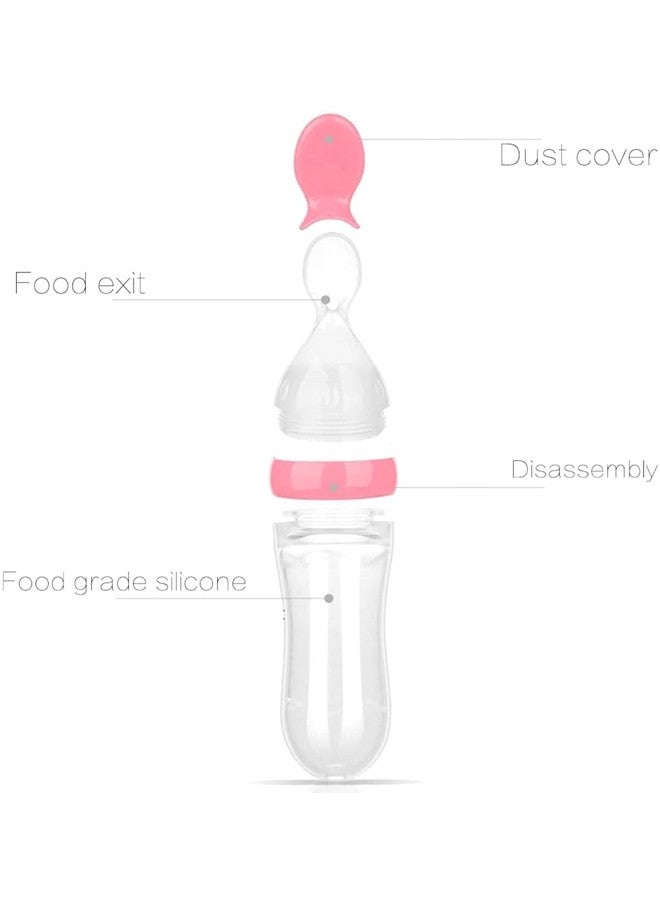 BOTIST Baby Squeezy Food Grade Silicone Feeder Bottle with Spoon Feeder for Baby | Feeder, Rice Paste Milk Food Feeder 90ml (Multicolor, Pack of 1) - Image 3