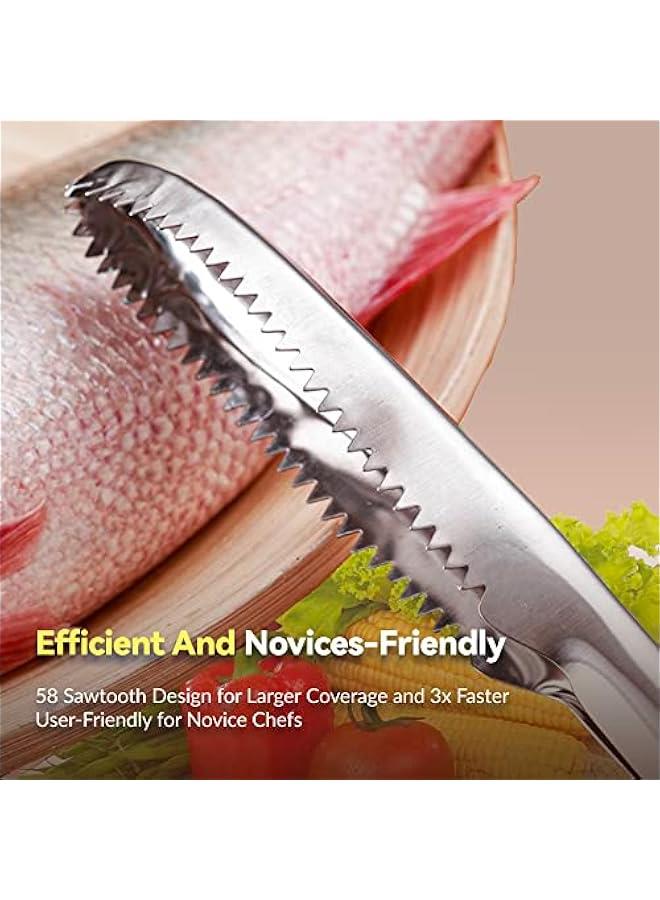 2 Pieces Fish Scaler Tool Stainless Steel Fish Scaler Remover No Mess - Portable Fish Scale Remover Fish Descaler Tool - Reliable Fish Scraper Fish Cleaner Tool for Fish Scaling Cleaning - Image 3