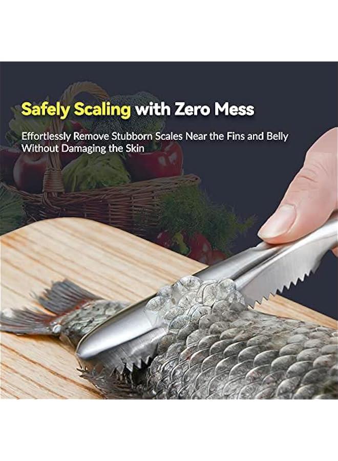 2 Pieces Fish Scaler Tool Stainless Steel Fish Scaler Remover No Mess - Portable Fish Scale Remover Fish Descaler Tool - Reliable Fish Scraper Fish Cleaner Tool for Fish Scaling Cleaning - Image 2