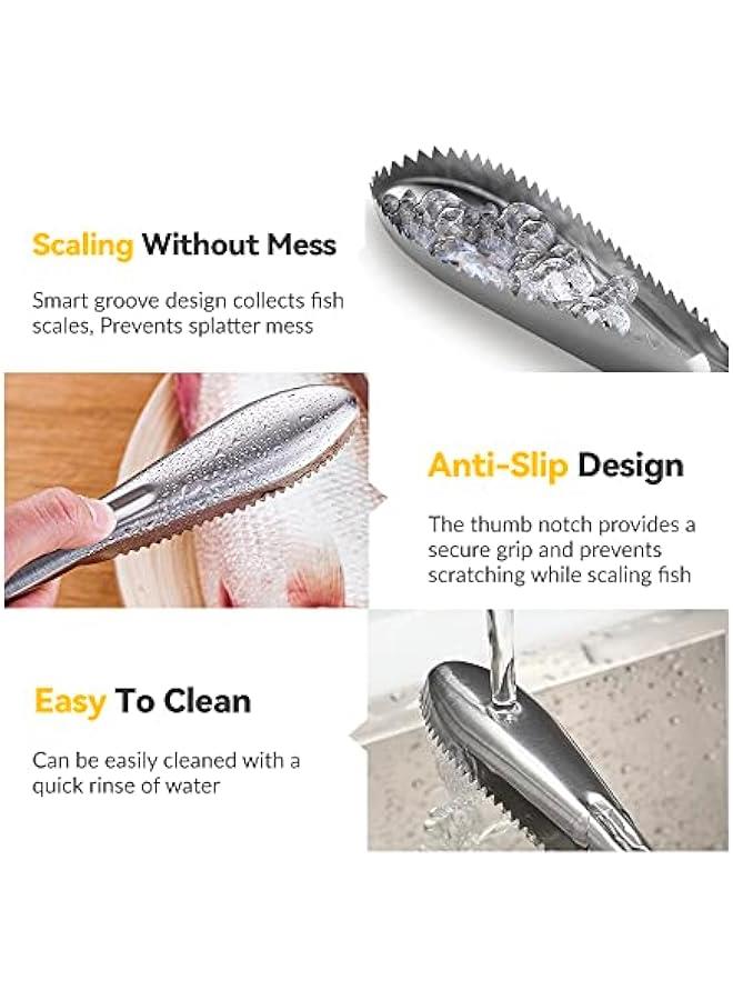 2 Pieces Fish Scaler Tool Stainless Steel Fish Scaler Remover No Mess - Portable Fish Scale Remover Fish Descaler Tool - Reliable Fish Scraper Fish Cleaner Tool for Fish Scaling Cleaning - Image 4