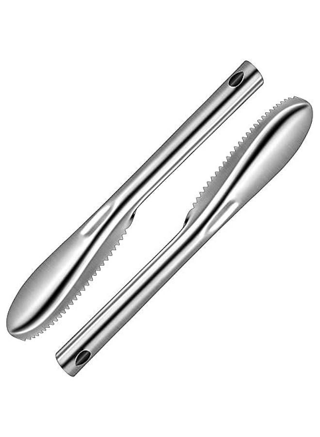 2 Pieces Fish Scaler Tool Stainless Steel Fish Scaler Remover No Mess - Portable Fish Scale Remover Fish Descaler Tool - Reliable Fish Scraper Fish Cleaner Tool for Fish Scaling Cleaning - Image 1