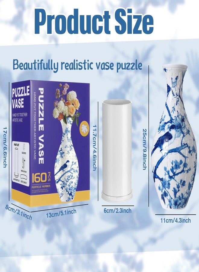 Silipull 3D Puzzle Vase 3D Puzzle Flower Vase Crafted from 160 Curved Plastic Pieces DIY Housewarming Gift for Flower Arrangements and Home Decoration (Chinoiserie) - Image 3