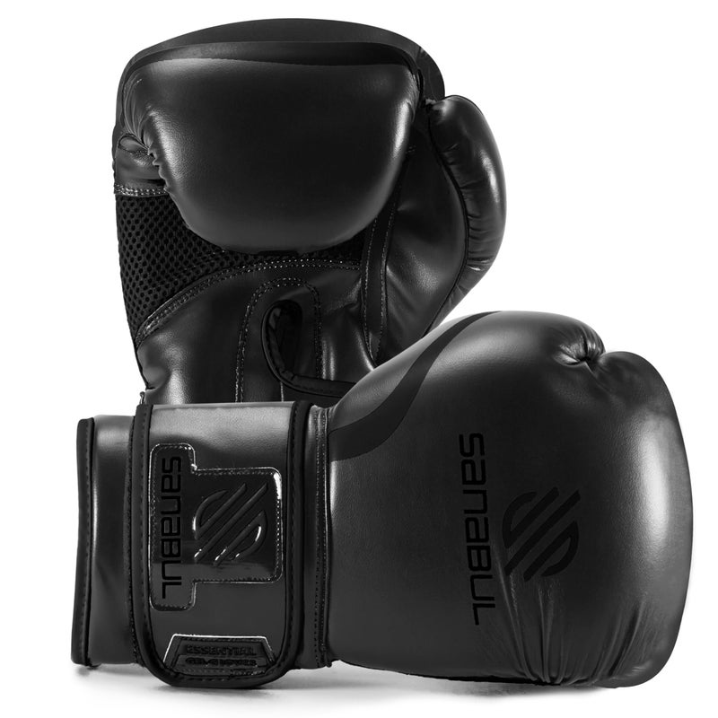 Sanabul Essential Gel Boxing Gloves for Men & Women, Kickboxing MMA, Muay Thai Gloves and Heavy Bag Training Punching & Sparring, AllBlack 10 oz - Image 1