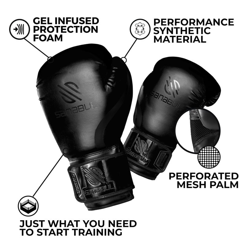 Sanabul Essential Gel Boxing Gloves for Men & Women, Kickboxing MMA, Muay Thai Gloves and Heavy Bag Training Punching & Sparring, AllBlack 10 oz - Image 2