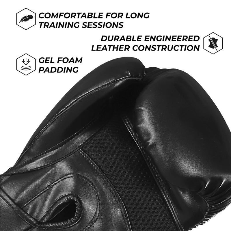 Sanabul Essential Gel Boxing Gloves for Men & Women, Kickboxing MMA, Muay Thai Gloves and Heavy Bag Training Punching & Sparring, AllBlack 10 oz - Image 5