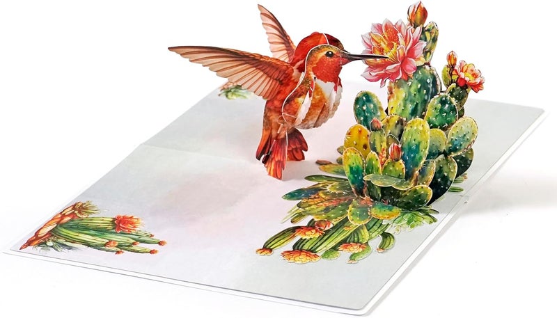 CUT POPUP.COM Mothers Day Card, 3D Pop Up Birthday Paper Art Greeting Card, Father's Day, Meaningful Gift for Dad, Husband, Grandpa (Hummingbird) - Image 2