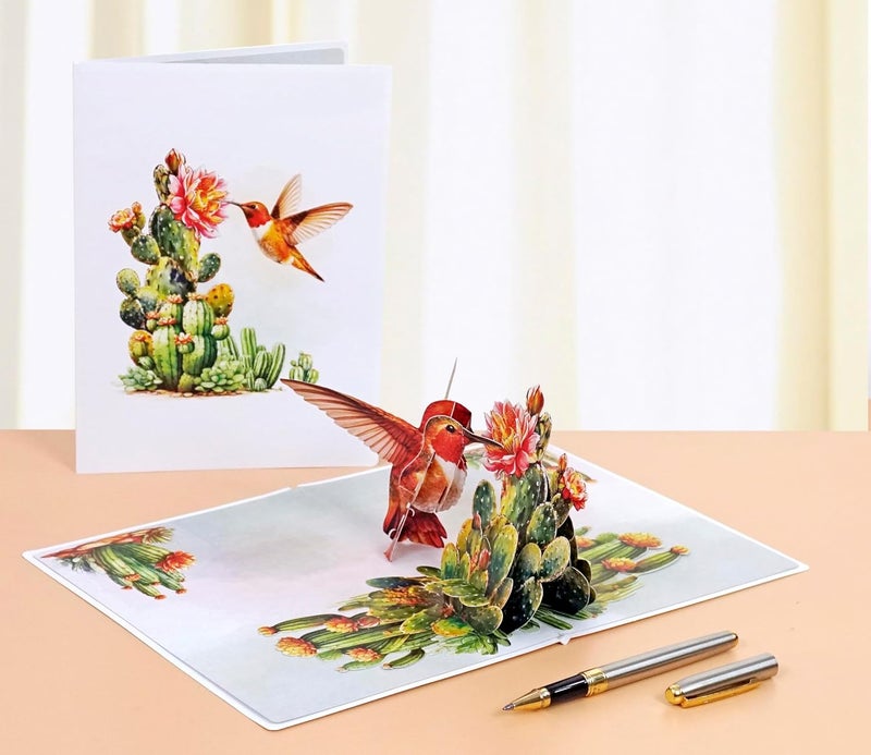 CUT POPUP.COM Mothers Day Card, 3D Pop Up Birthday Paper Art Greeting Card, Father's Day, Meaningful Gift for Dad, Husband, Grandpa (Hummingbird) - Image 5
