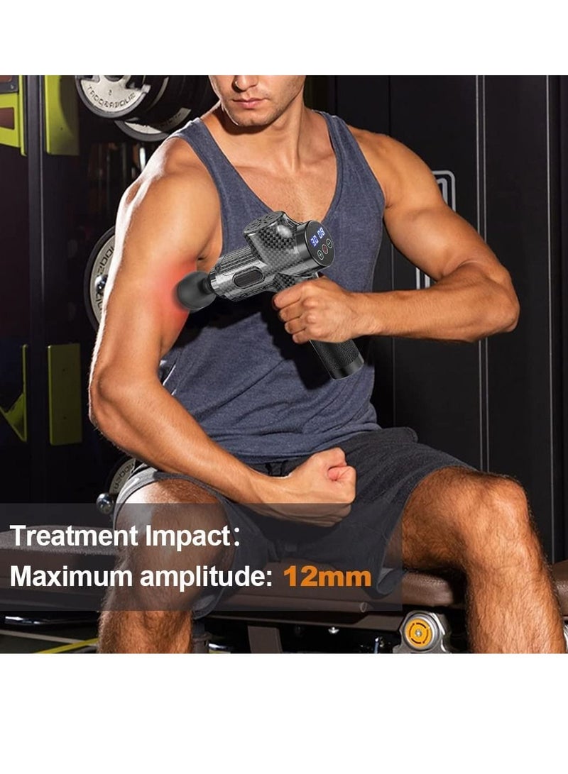 جينيكست LCD مسدس تدليك كهربائي عضلات قرع الأنسجة العميقة لتدليك استرخاء عنق الجسم للياقة البدنية - Image 5
