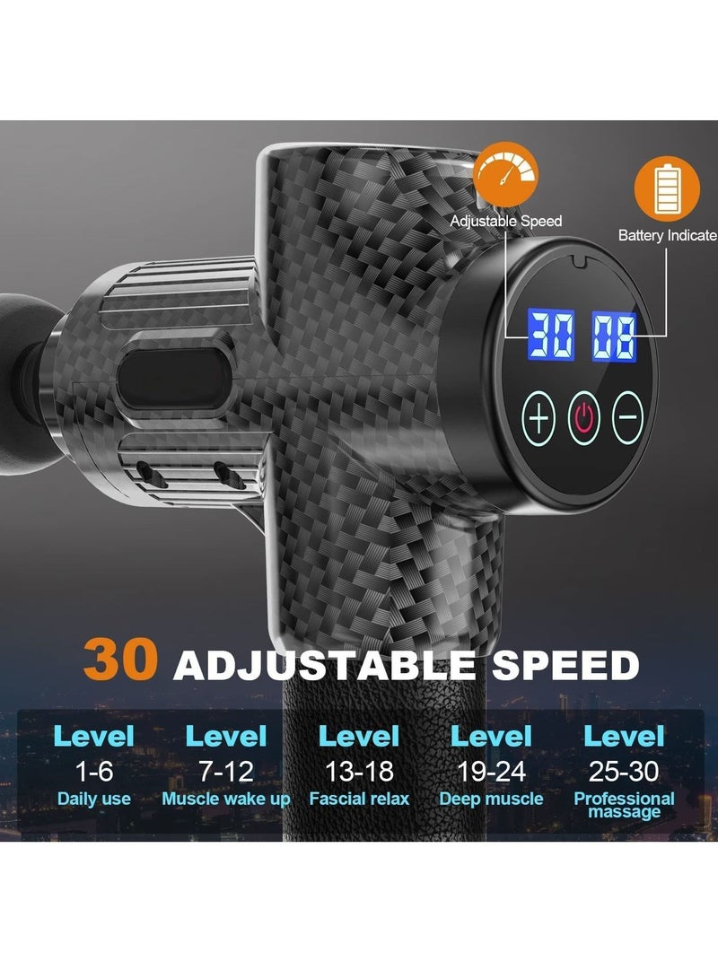 جينيكست LCD مسدس تدليك كهربائي عضلات قرع الأنسجة العميقة لتدليك استرخاء عنق الجسم للياقة البدنية - Image 3