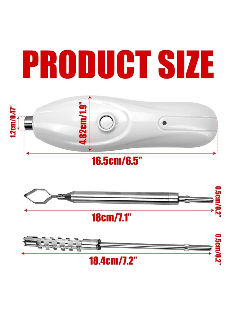 أداة حفر خضراوات كهربائية قابلة للشحن، أداة حفر خضراوات كهربائية متعددة الوظائف 2 في 1 لحفر الكوسة ومكشطة قشور المأكولات البحرية، أداة قابلة لإعادة الشحن لإزالة قشور الفاكهة والخضروات في المطبخ، مزيل قشور الأسماك، أبيض - Image 2