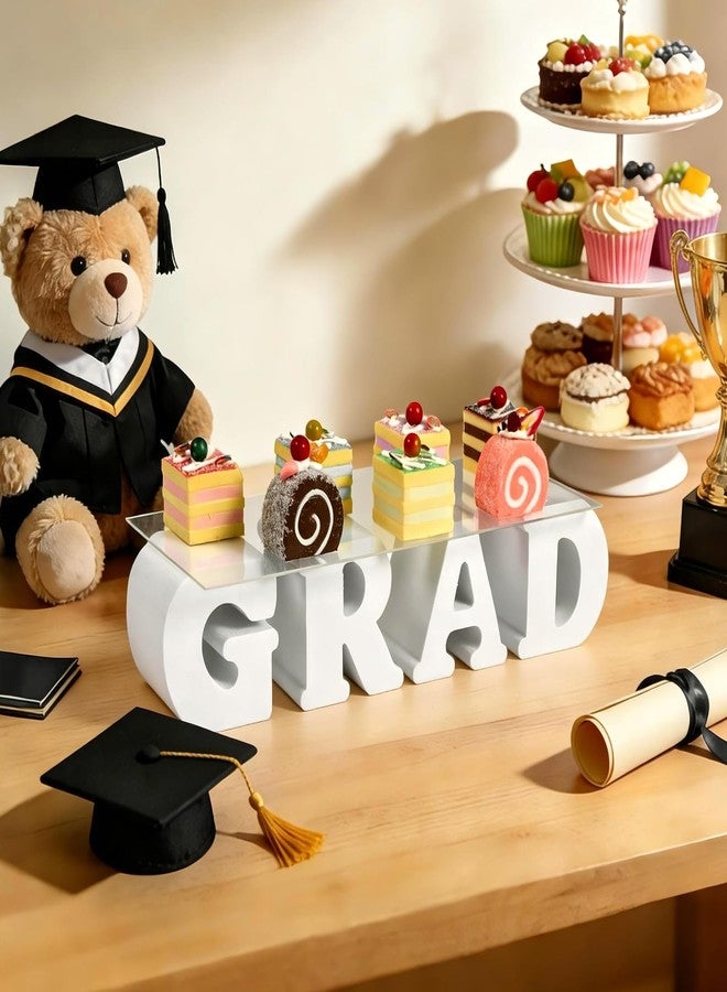 APUDWN 2026 Graduation Cupcake Stand, GRAD Letter Dessert Table Display Set with 6.3 x 15.7 Inch Clear Acrylic Tray, Lightweight Party Decoration for Congrats Grad College Celebrations (Grad) - Image 3