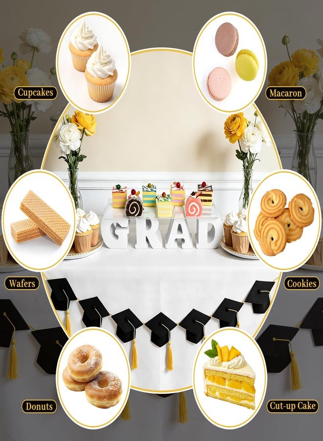 APUDWN 2026 Graduation Cupcake Stand, GRAD Letter Dessert Table Display Set with 6.3 x 15.7 Inch Clear Acrylic Tray, Lightweight Party Decoration for Congrats Grad College Celebrations (Grad) - Image 5