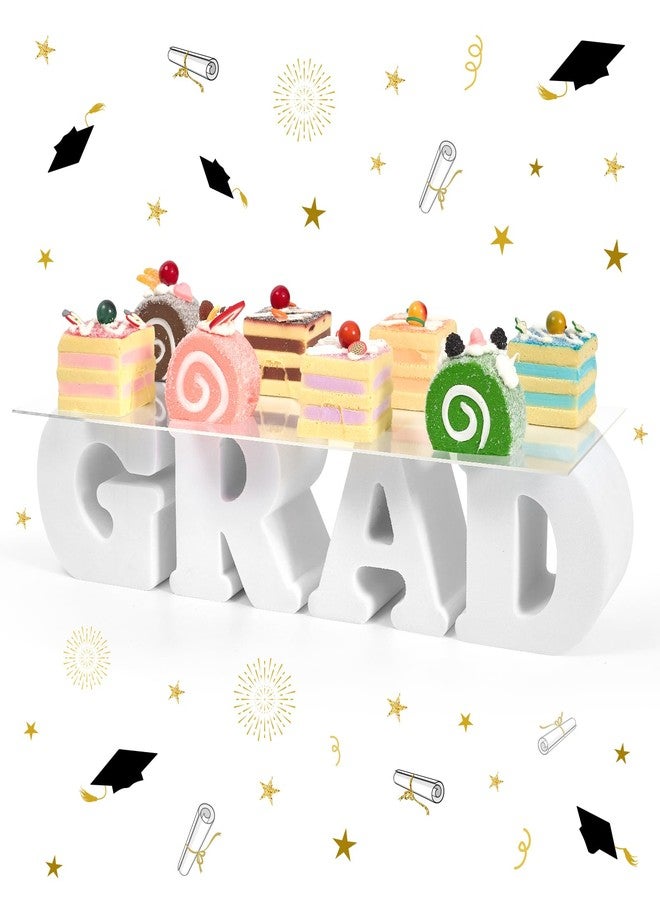 APUDWN 2026 Graduation Cupcake Stand, GRAD Letter Dessert Table Display Set with 6.3 x 15.7 Inch Clear Acrylic Tray, Lightweight Party Decoration for Congrats Grad College Celebrations (Grad) - Image 1