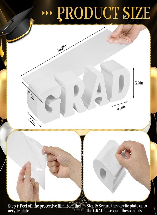 APUDWN 2026 Graduation Cupcake Stand, GRAD Letter Dessert Table Display Set with 6.3 x 15.7 Inch Clear Acrylic Tray, Lightweight Party Decoration for Congrats Grad College Celebrations (Grad) - Image 2