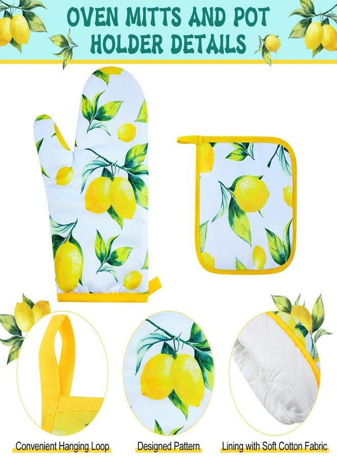 Hoolerry هوليري 6 قطع مئزر ليمون مناشف مطبخ قفازات فرن وحوامل أواني مع ملعقة للنساء والزوجات والجدات هدايا الطهي والخبز - Image 5