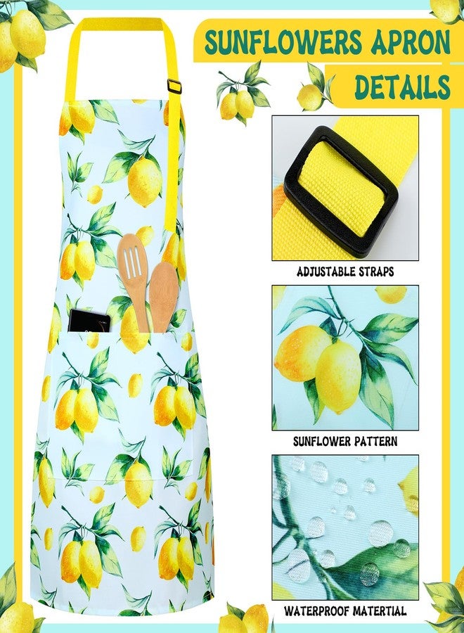 Hoolerry هوليري 6 قطع مئزر ليمون مناشف مطبخ قفازات فرن وحوامل أواني مع ملعقة للنساء والزوجات والجدات هدايا الطهي والخبز - Image 4