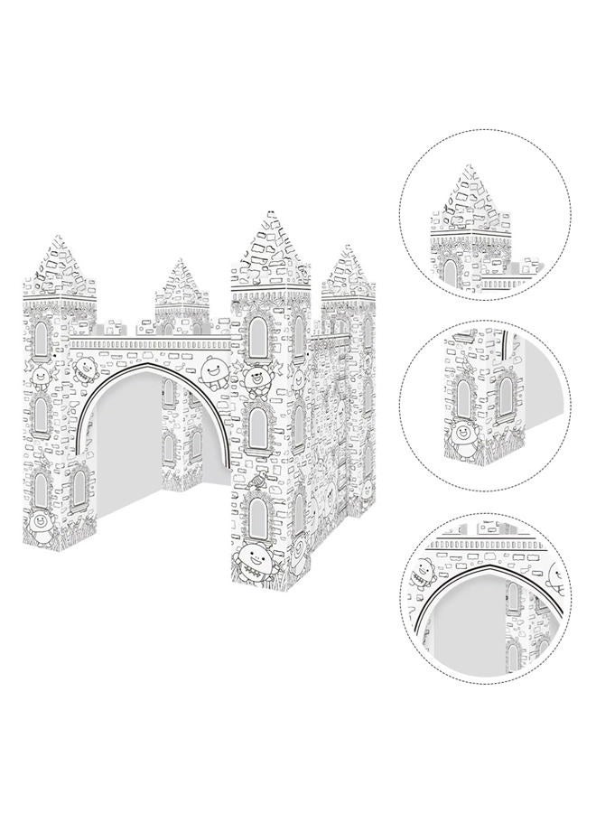 EXCEART 1 Set Colorizing 3D Castle Paper Fairy Tale Castle Paintable Cardboard Castle Kids Art Craft Supplies for Indoor Outdoor Fun - Image 2