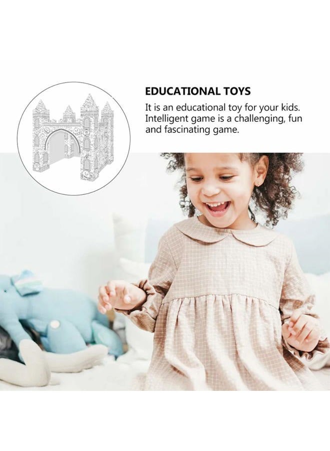 EXCEART 1 Set Colorizing 3D Castle Paper Fairy Tale Castle Paintable Cardboard Castle Kids Art Craft Supplies for Indoor Outdoor Fun - Image 5