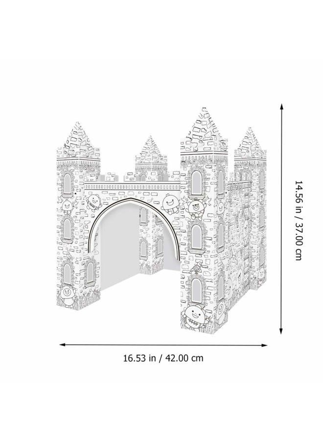 EXCEART 1 Set Colorizing 3D Castle Paper Fairy Tale Castle Paintable Cardboard Castle Kids Art Craft Supplies for Indoor Outdoor Fun - Image 3