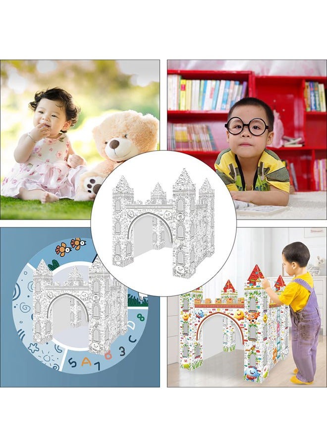 EXCEART 1 Set Colorizing 3D Castle Paper Fairy Tale Castle Paintable Cardboard Castle Kids Art Craft Supplies for Indoor Outdoor Fun - Image 4