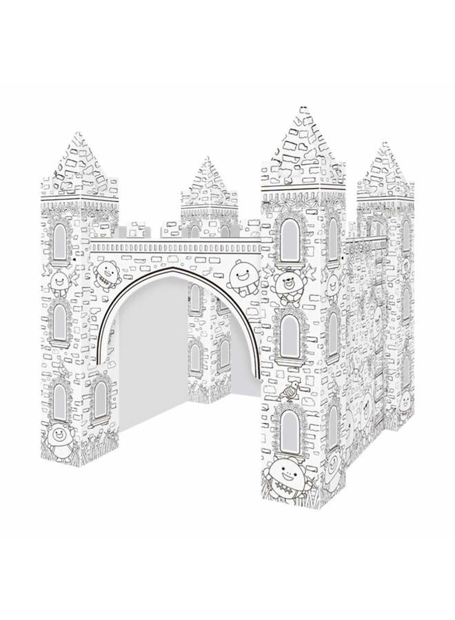 EXCEART 1 Set Colorizing 3D Castle Paper Fairy Tale Castle Paintable Cardboard Castle Kids Art Craft Supplies for Indoor Outdoor Fun - Image 1