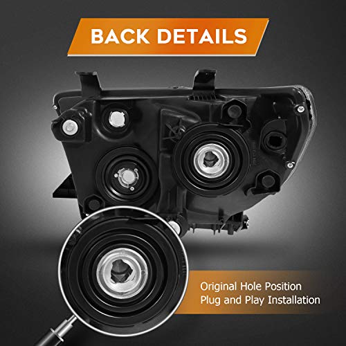 LBRST Headlight Assembly for Toyota Sequoia 2008-2017 for Toyota Tundra 2007-2013 Black Housing Amber Reflector Clear Lens Driver and Passenger Side Headlamp - Image 4