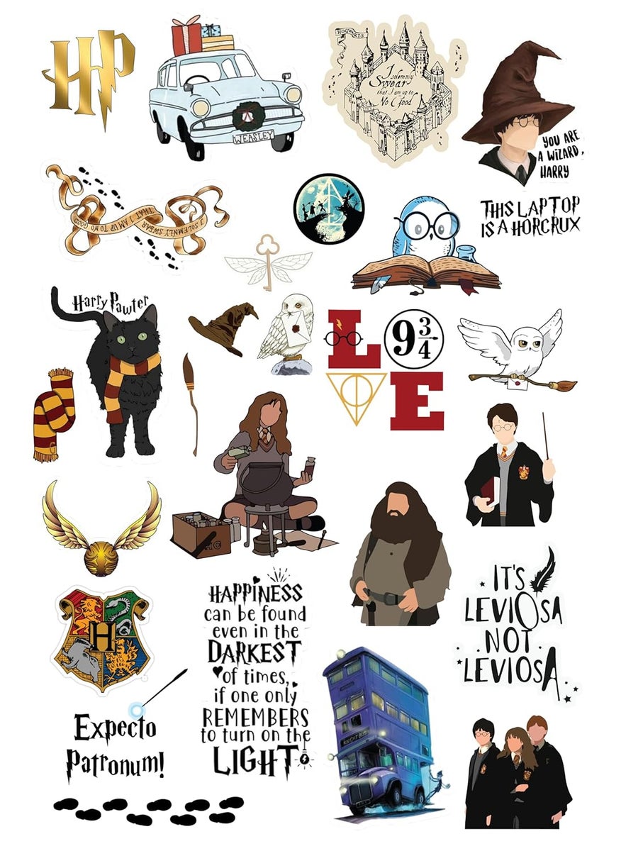 D2c D2C Harry Potter Scrapbook Stickers Pack of 25 Glitter Finish Waterproof for Laptop Journal Diary Guitar Mobile Waterbottle D3  - Image 1
