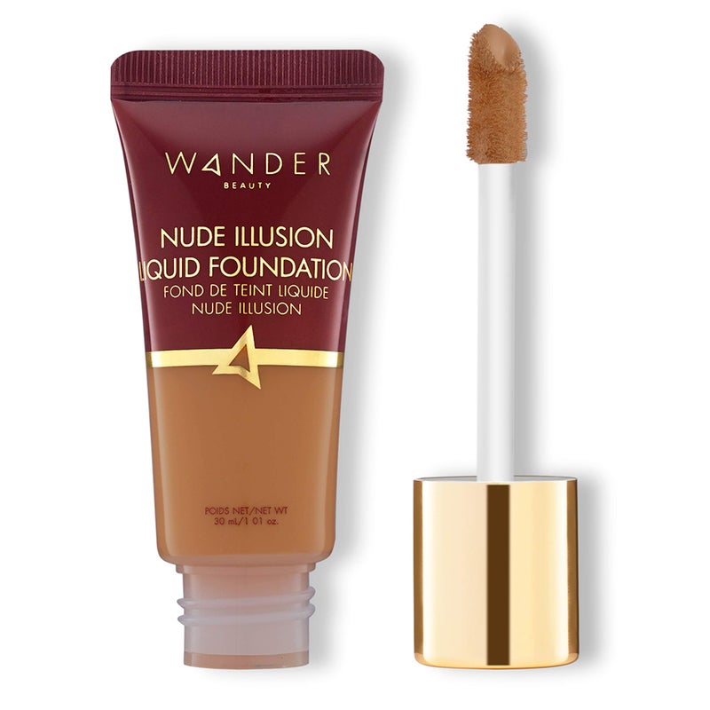 Wander Beauty Wander Beauty Nude Illusion Liquid Foundation  Rich Deep  Medium to Full Coverage with Niacinamide  Lotus Extract  Natural Skin Finish  Blurs Conceals  Contours  TravelFriendly Tube