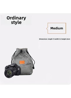 Generic Micro Single Protective Cover SLR Sleeve For Nikon Canon For sony Fuji Portable Lens Camera Bag-Color:Gray Medium [No Shoulder Strap]]  - Image 1