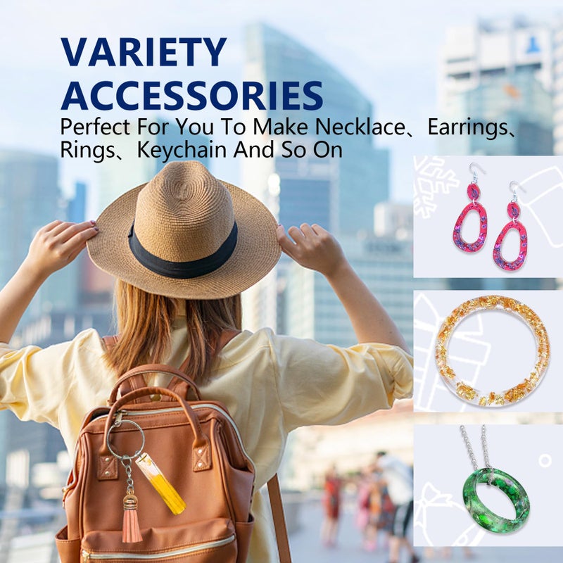 IGaiety Resin Kits for Jewelry Making Silicone Molds Starter Kit 278 Pcs Bundle with Epoxy Resin Silicone Mold Art for DIY Jewelry Earring Keychain Necklace Rings Making Adults Beginners - Image 4