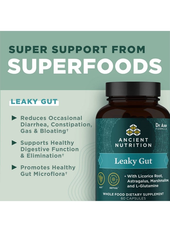 آينشنت نيوترشن كبسولات مكمل غذائي لصحة الأمعاء من Ancient Nutrition لعلاج تسرب الأمعاء، 60 كبسولة، تركيبة تحتوي على جذر عرق السوس، والأستراغالوس، والمارشميلو، وL-Glutamine، خالية من الغلوتين، ومناسبة لحمية الباليو والكيتو، 60 كبسولة - Image 3