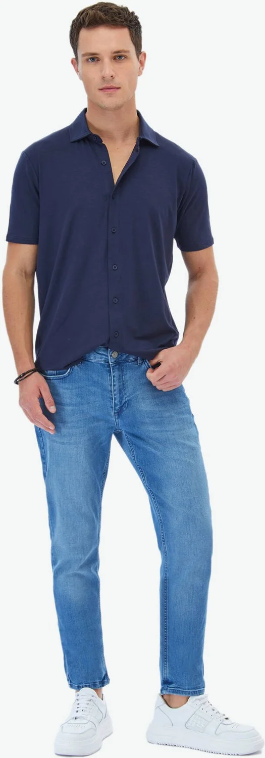 كيب Navy Blue Plain Regular Fit Casual Shirt