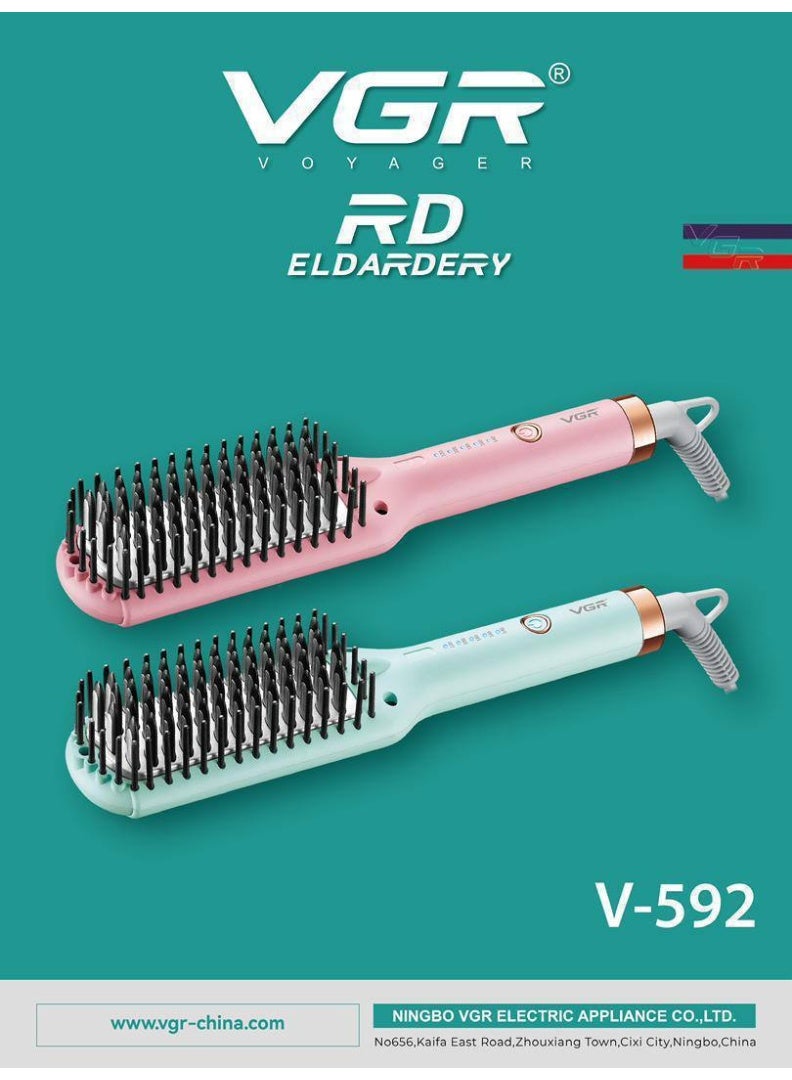 فرشاة فرد شعر VGR‑592 – سيراميك أيوني بخمسة إعدادات حرارة