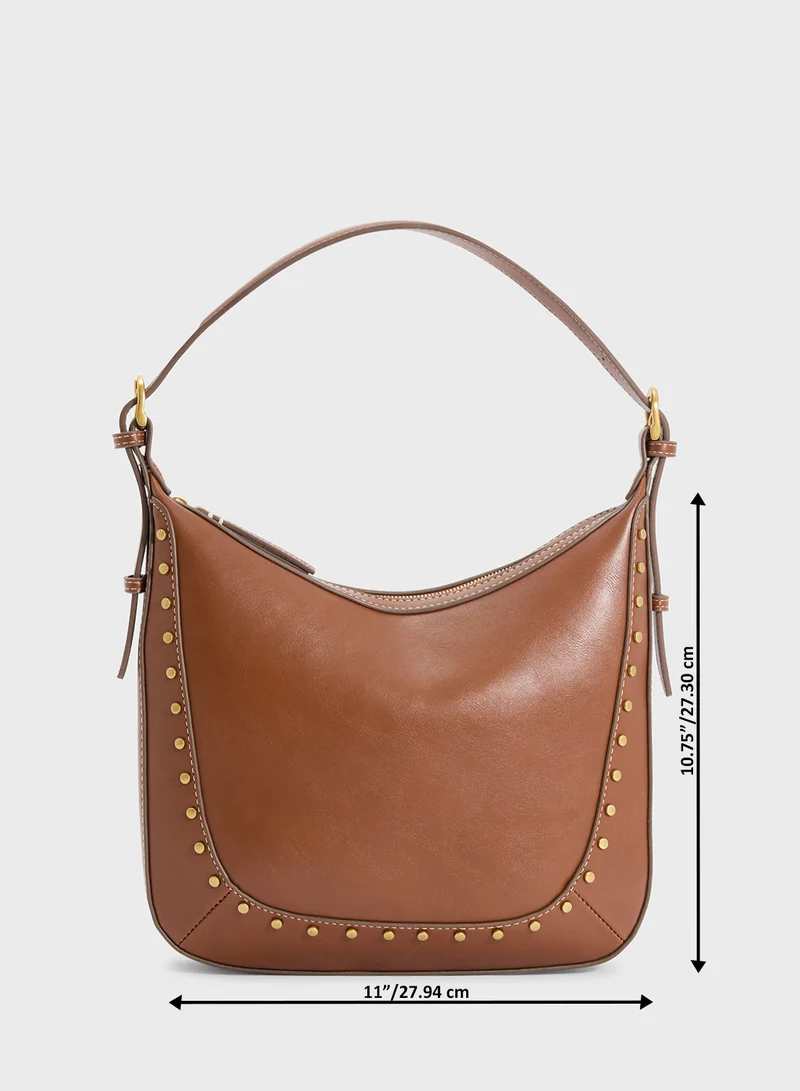 MANGO Studded Shoulder Bag