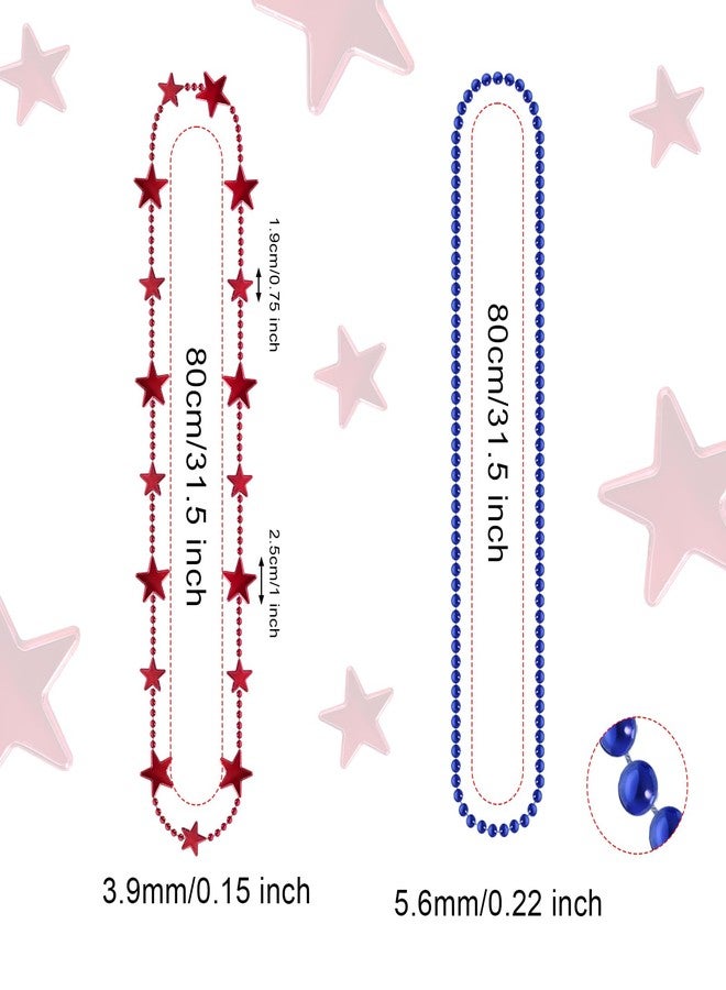 SUMERSHA 30pcs 4th of July Beads Necklaces - Red White Blue Beaded Star Necklace for Independent Memorial Day, Parade Accessory, Patriotic Crafts, Party Supplies - Image 2