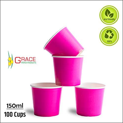 GRACE PAPER GLASS 150 ml (Pack of 400) Assorted Color Gold Quality Paper Cups Disposable for Party, Paper Cups for Hot and Cold Beverages (Pack of 400) - Image 2