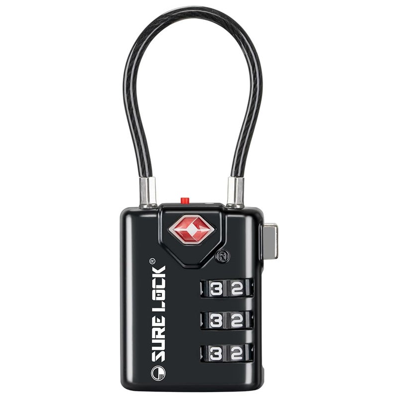 SURE LOCK أقفال سفر متوافقة مع TSA من SURE LOCK، مؤشر الفحص، أقراص سهلة القراءة معتمدة من TSA مصنوعة من سبائك الزنك - Image 1